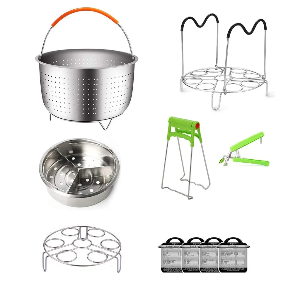 

9PCs Kitchen Cooking Set Home Instant Pot Accessories With Steamer Basket,Egg Rack,Cake Baking Mold, Silcone gloves Sheet Magnet
