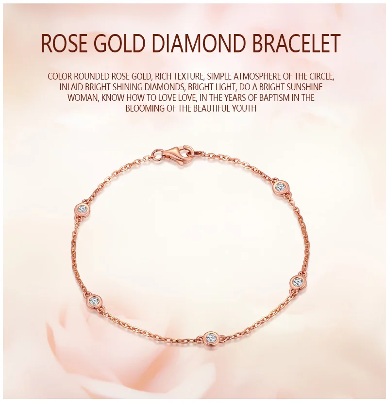 18k Pure Rose Gold Natural Bracelet Women Fashion Bangle Romantic Female Jewelry Girl Gift Party Trendy Hot Sale Good