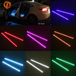 POSSBAY USB автомобилей Атмосфера Огни 16LED салона полосы Гибкие неоновые огни бар 12 В 1 в 2 пульта дистанционного управления светодиодные полосы