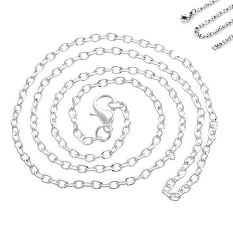 Wholesale 10pclot 20''(50cm) O Shaped Chain 316L Stainless Steel Floating Locket Chains (
