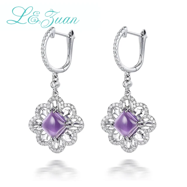 I Zuan 925 Sterling Silver Fine Jewelry Earrings Natural Amethyst I Zuan 925 Sterling Silver Fine Jewelry Earrings Natural Amethyst Purple Stone Clip For Women Party