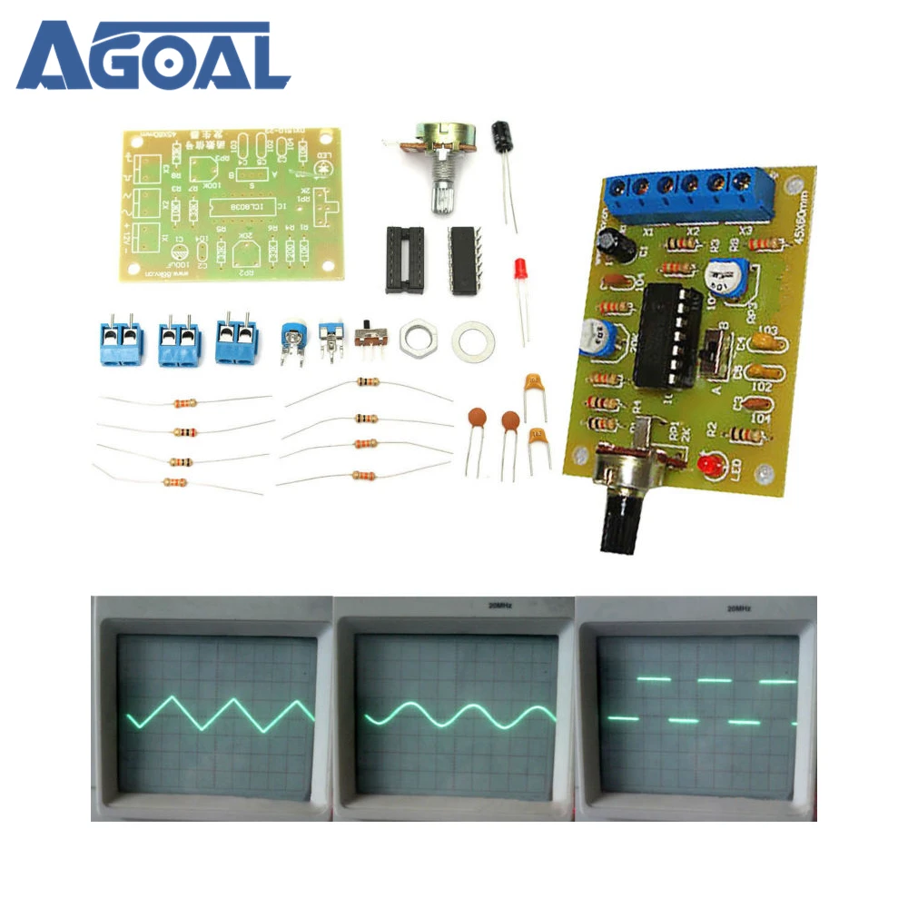 ICL8038 Function Signal Generator Module Sine Square Triangle Wave Output Kit