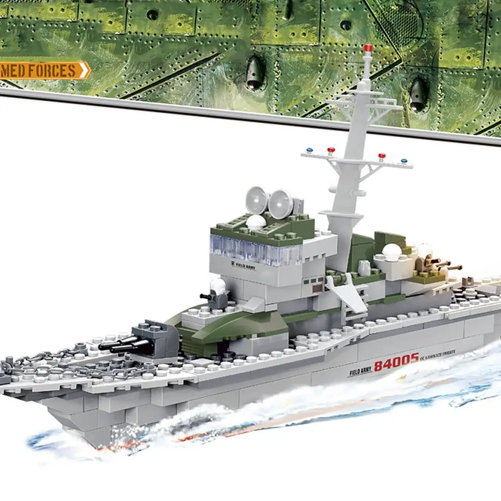 

228pcs/set Cruiser Army Military Building Block Ship Model Bricks Battle War Ship Navy Vessel Boat Desktop toy for Children gift