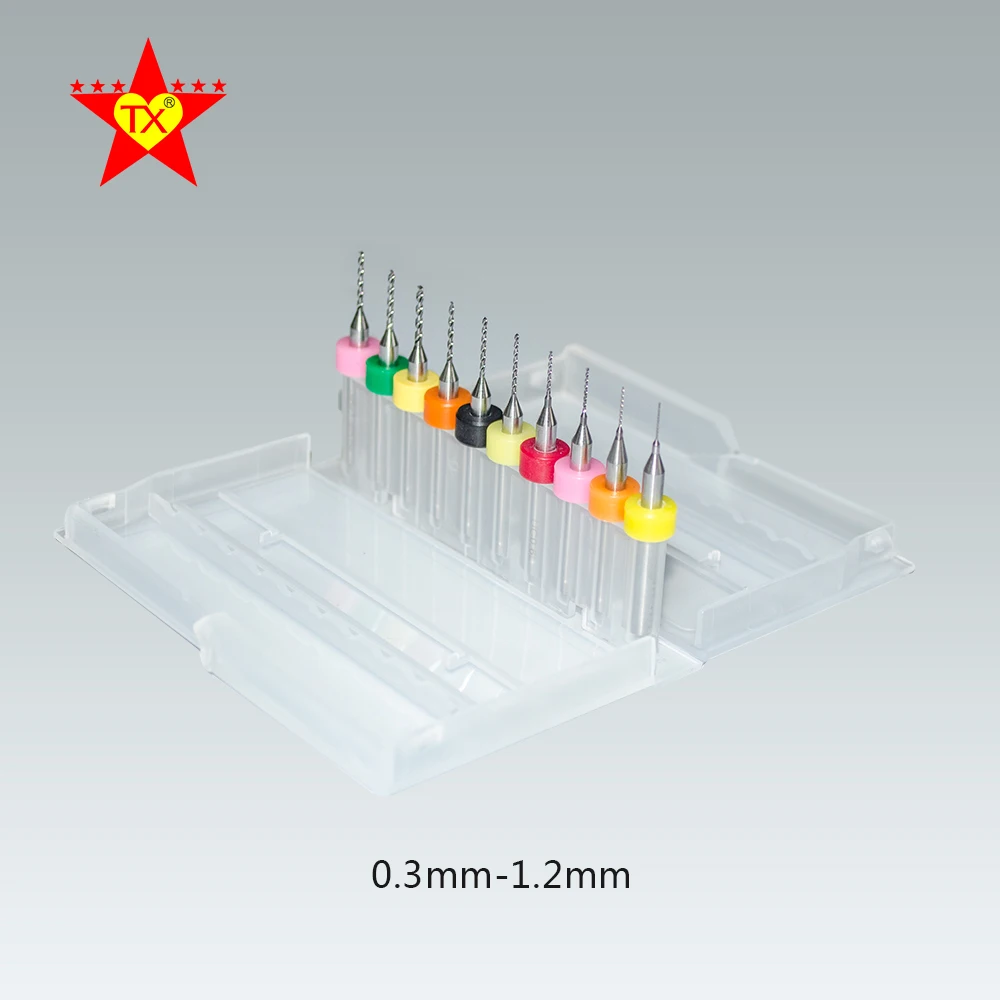 TX 10pcs Mini Tungsten Steel PCB Drill Bit For Metal  1.2mm Woodworking CNC Circuit Board Electric instuments Kit Drill tool set