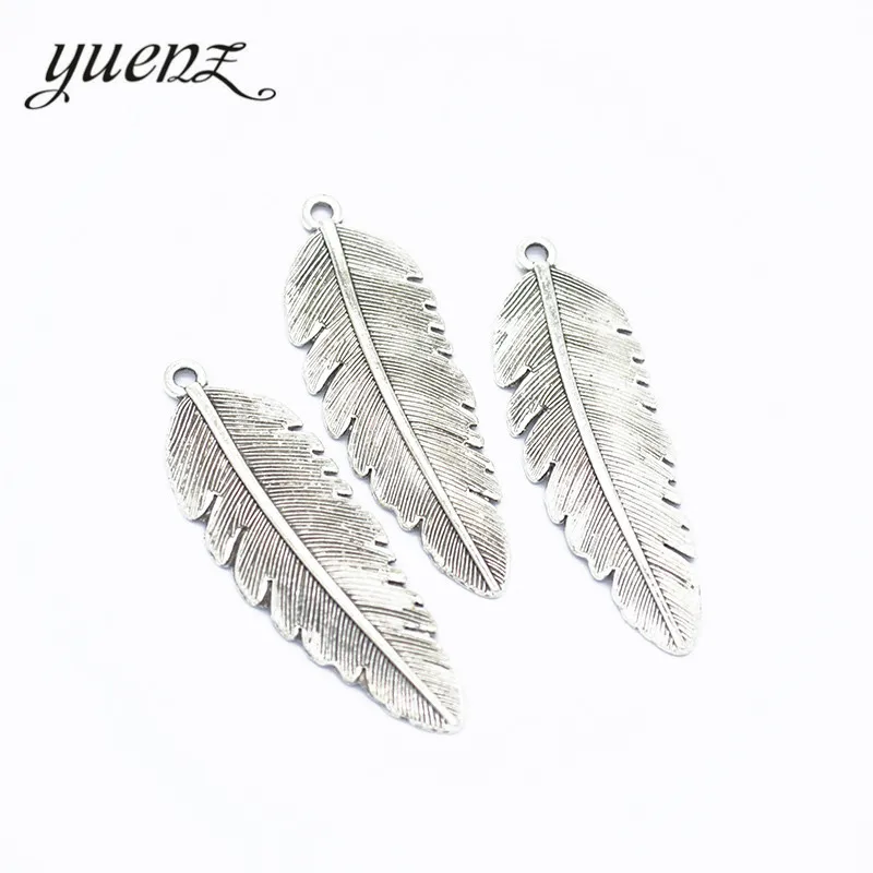 

YuenZ 10pcs vintage silver Plated feather Charms Pendant DIY for bracelet necklace 43*14mm D316