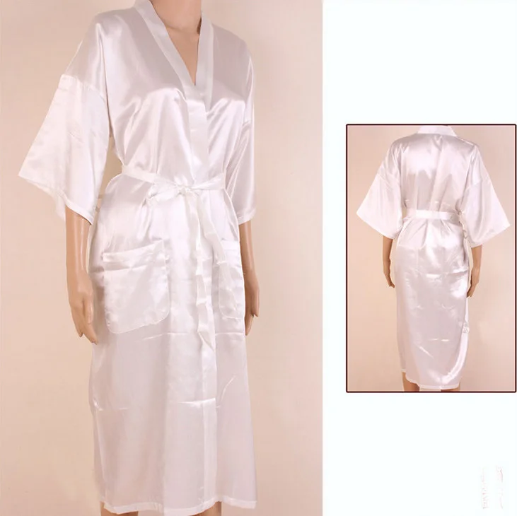 Горячая распродажа белый китайский мужской халат из вискозы кимоно банное платье летняя повседневная одежда для сна однотонная цветная Пижама S M L XL XXL XXXL MR004 - Цвет: White