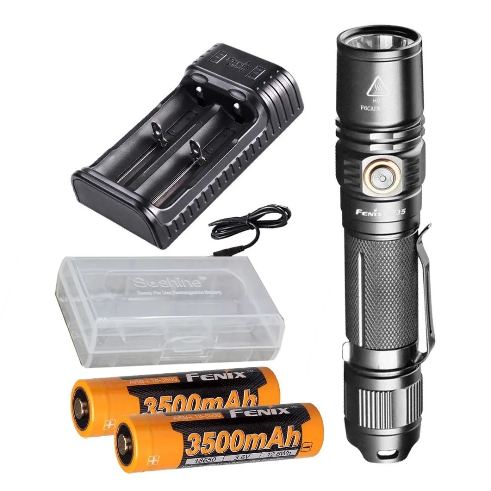 

Fenix PD35 V2.0 2018 Upgrade 1000 Lumen Flashlight with 2X 3500mAh Battery,are-X2 Charger,car charger