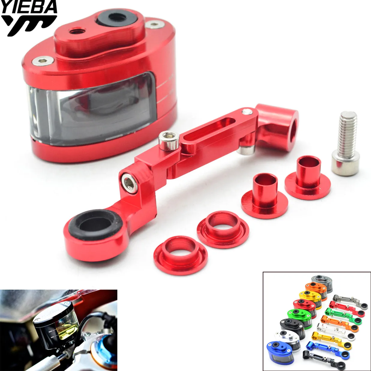 FOR honda XR250/MOTARD CR125R/250R YZ250F suzuki AN250 AN400 CNC Motorcycle Brake Fluid oil Reservoir Cup tank +support bracket