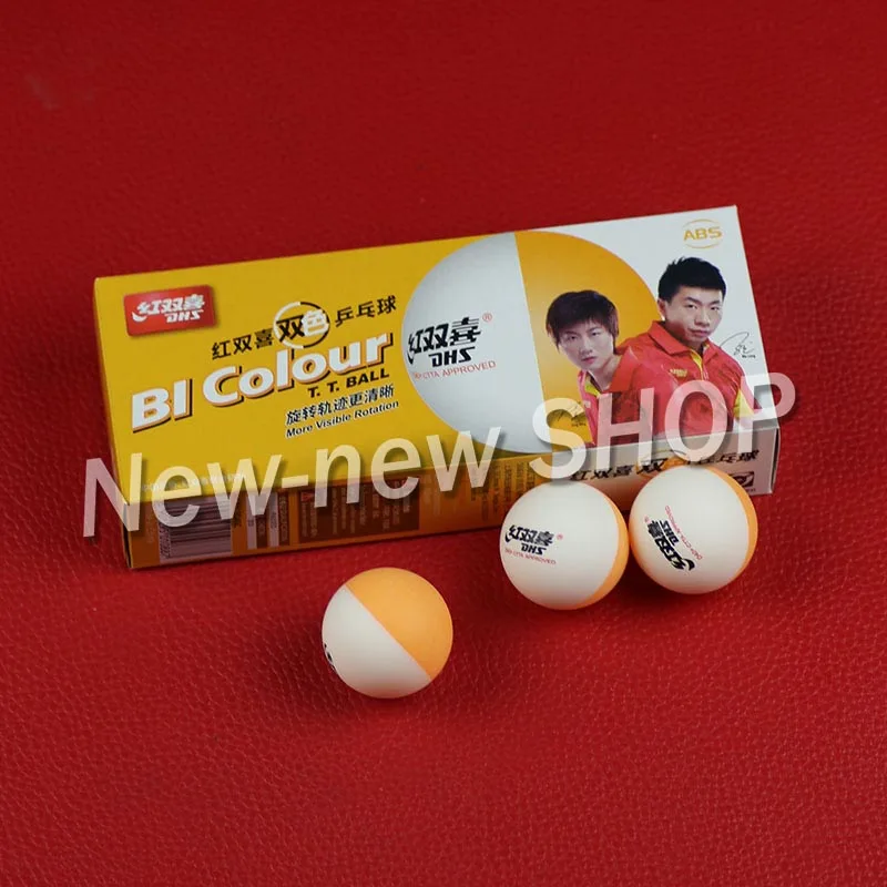 DHS BI color новые мячи для настольного тенниса двойной цвет, Китай супер Лига, Прошитые ABS 40+ Пластиковые Мячи для пинг-понга