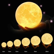 3D Print Moon Lamp Rechargeable 2/16 Color Change Touch Switch Remote Control Bedroom Lunar Dimmable Night Light Home Decor 3D Print Moon Lamp Rechargeable 2/16 Color Change Touch Switch Remote Control Bedroom Lunar Dimmable Night Light Home Decor