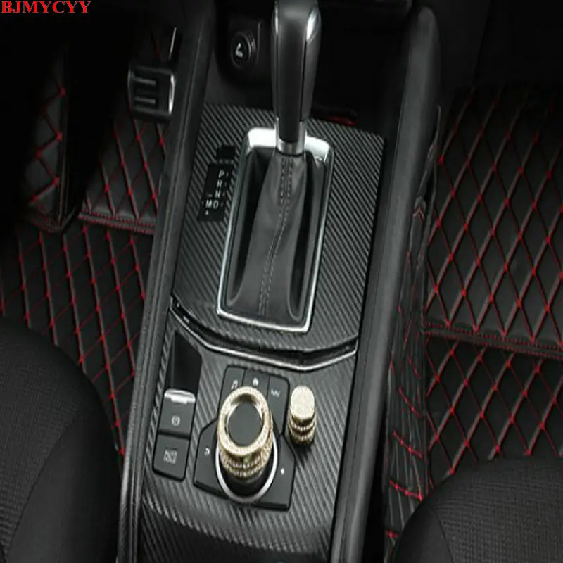 

BJMYCYY Car cover Middle control Central multi-function button frame Shift Stall knob trim For Mazda CX-5 CX5 2nd Gen 2017