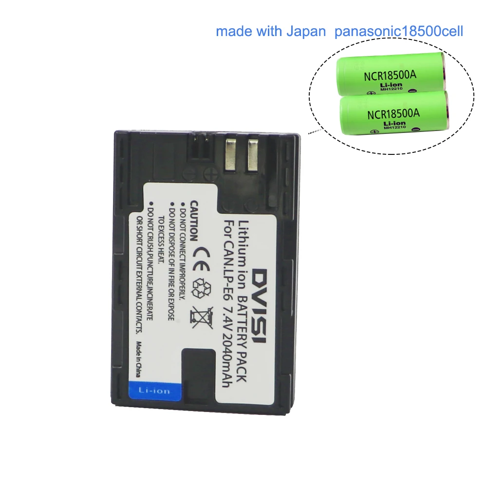1pc LP-E6 LP E6 LP-E6N really 2040mAh Camera Battery Built for Panasonic Cell for Canon EOS 6D 7D 5DS 5DSR 5D Mark II IV 5D 60D