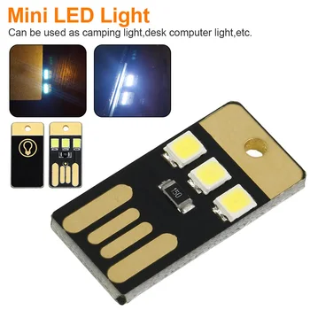 

5pcs One-sided Pocket Card Lamp Bulb Led Keychain Mini LED Night Light Portable USB Power Black