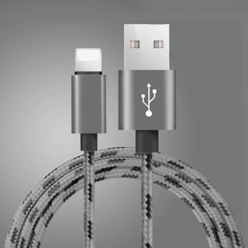 Нейлон быстрое зарядное устройство данных USB кабель для iPhone 6s 6 s 7 8 Plus X XR Xs Max 5 5S SE iPad происхождения мобильного телефона зарядный Шнур адаптер - Цвет: Серый