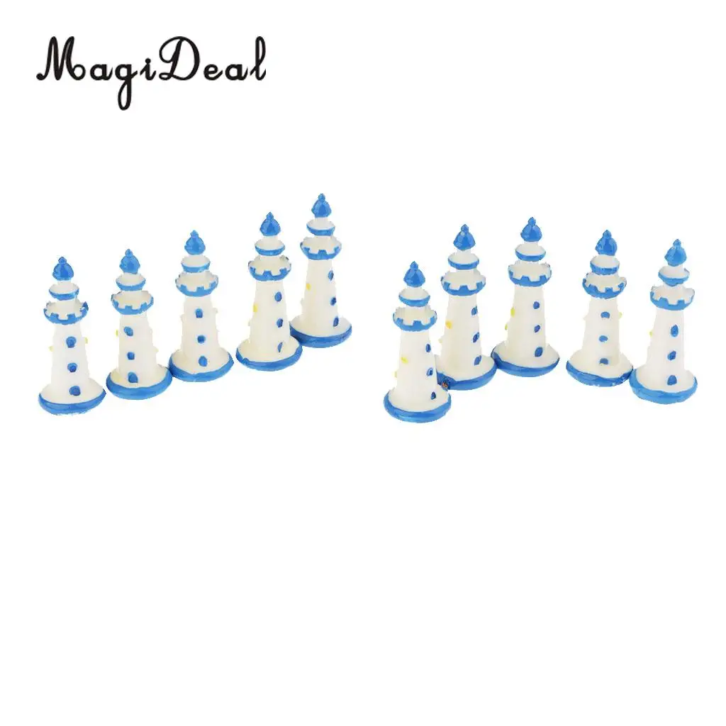 Mini Resin Lighthouse for Dolls House Garden Yard Plant Room Decor Miniature Resin Crafts Micro Landscape DIY Toy