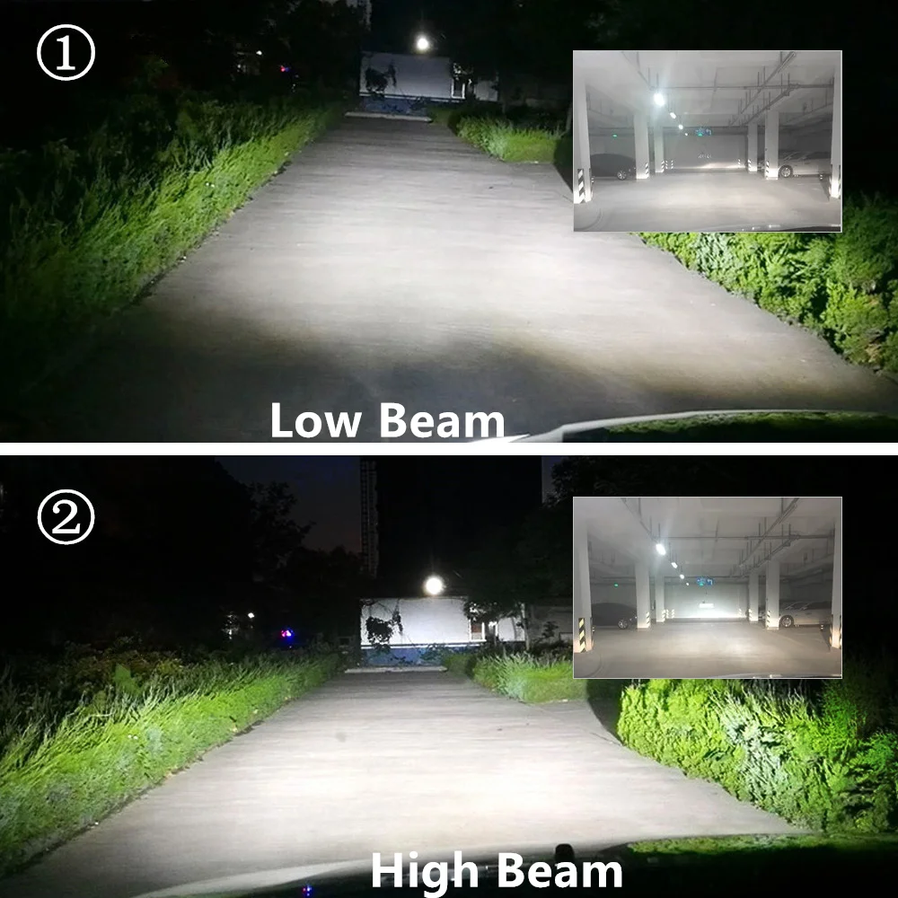 WLJH 2x авто LED H7 фары дальнего света лампы 4000лм Автомобильный свет HB2 Hi Lo луч двойной