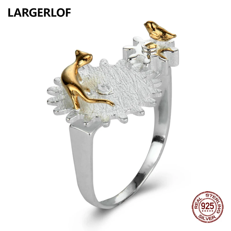 

LARGERLOF Real 925 Sterling Silver Ring Handmade Fine Jewelry Female Rings 925 Silver Jewelry RG57106