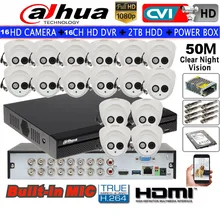DAHUA 1080 P безопасности CVI камера Встроенный микрофон видеонаблюдения купольная камера HAC-HDW1200E-A 16CH HCVR5116HS-S3 комплект камеры HDD с питанием коробка