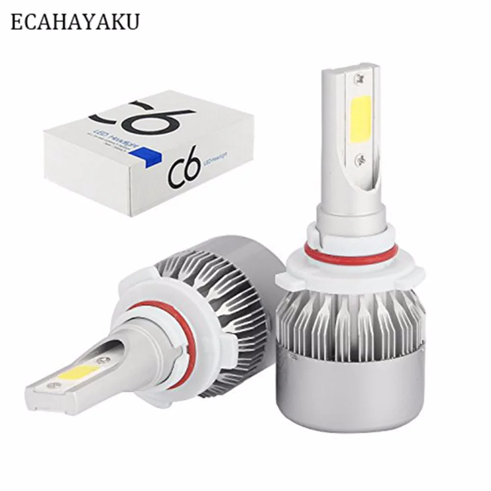 Светодиодная лампа для фар ECAHAYAKU 72 Вт COB H7 H1 H4 H3 H11 H13 H8 9005 9006 9004 9007 C6 880 K | Автомобили и