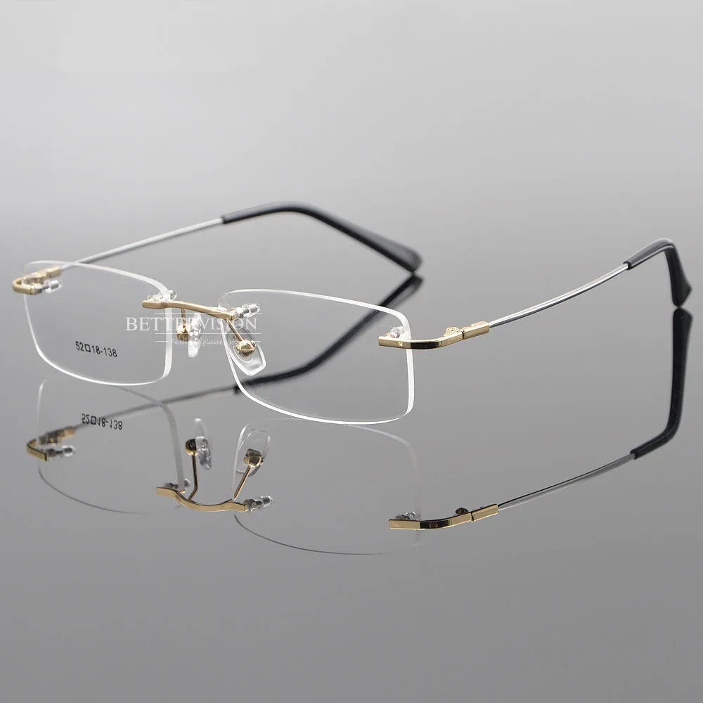 Память титановые гибкие очки без оправы светлые рамки Rx возможность близорукости мужские и женские очки