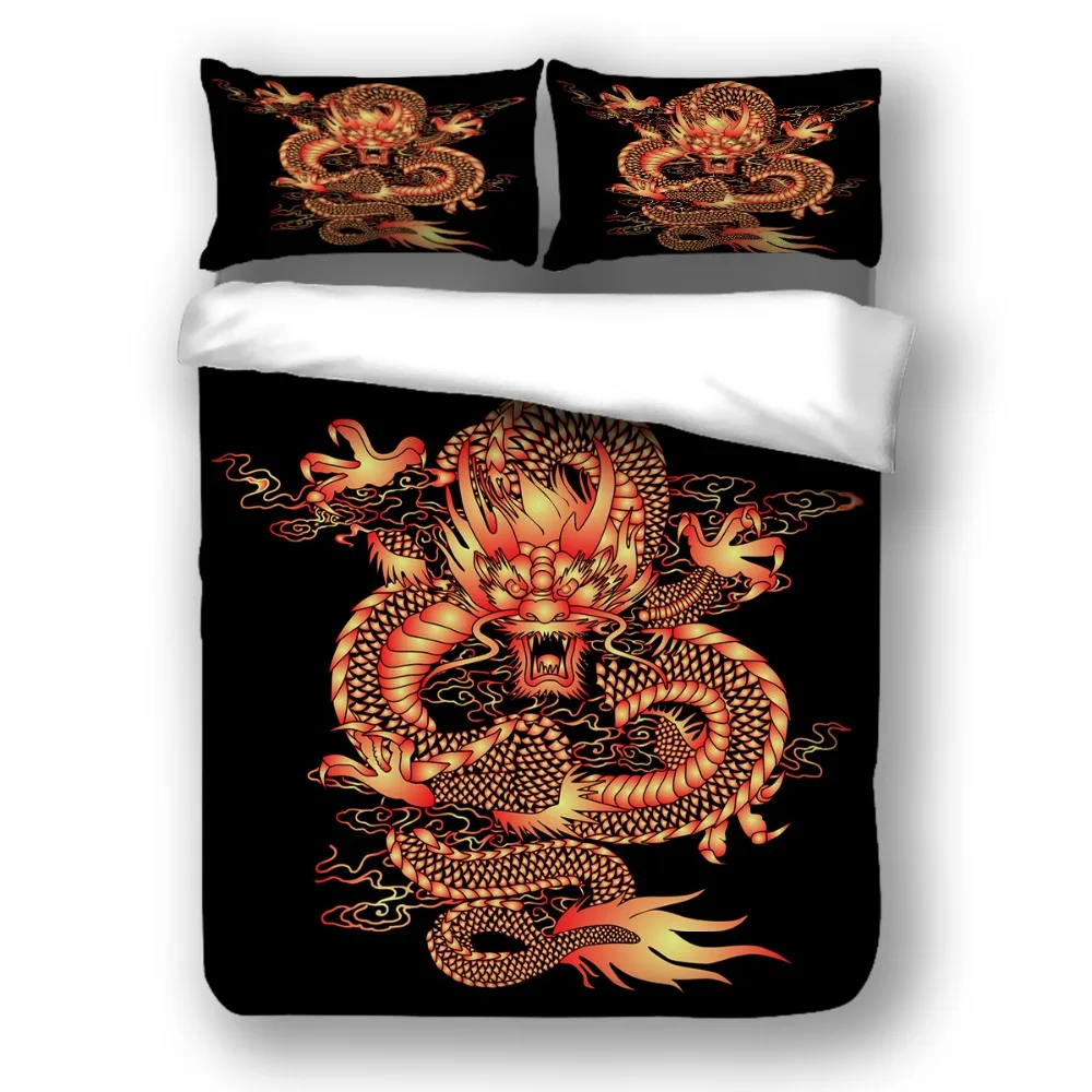 

Golden Dragon Bedding Set Twin Full Queen King UK Double AU Single Size 3D Duvet Cover Pillow Cases Totem Bed Linen 3pcs