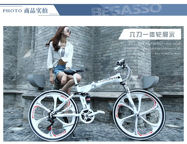 Top Folding BicycleDouble Damping Off-road Disc Brake Variable Speed Mountain Vehicle BlackHub for Mountain Bike 2