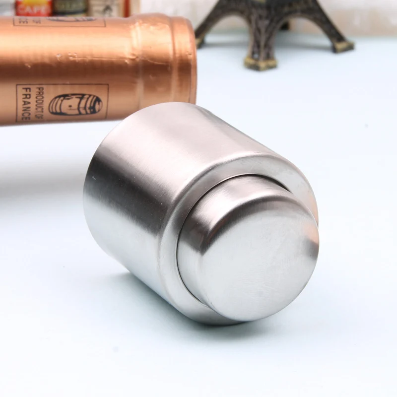 

1Pcs Bar Tools Vacuum Sealer Red Wine Cap Wine Bottle Stopper Vacuum Kitchen Accessories Push Type Portable Stainless Steel