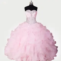 RSE278 высокое качество Yiaibridal Vestidos De 15 Anos сладкий 16 Бальные платья sweatherat пышная органза светло-розовые платья Quinceanera