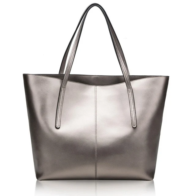 Aliexpress.com : Buy Silver Genuine Leather Women Bag 2018 Big Handbag ...