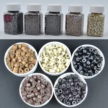 Микро кольца 4,0 мм 1000 шт микро Обжимные бусины микро шарик волос Силиконовое кольцо/звенья/бусины для наращивания волос 5 цветов