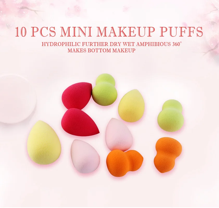 

10PCS Cosmetic Puff Makeup Sponge Blending Face Foundation Cream Blending Cosmetic Powder Make Up Puff random Water-drop shape
