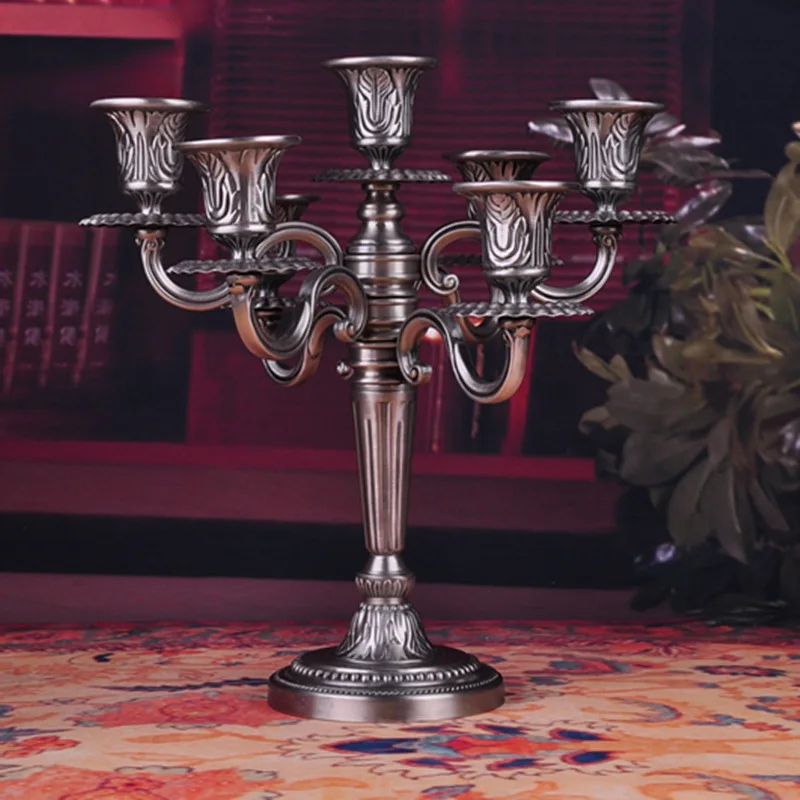 Hot zinc alloy classic seven Candlestick European style simple