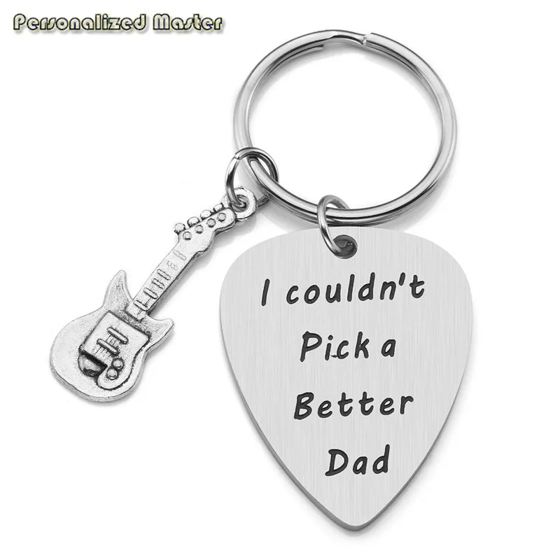 Custom Own Text Personalised Steel Guitar Plectrum Engraved in Keyring Holder