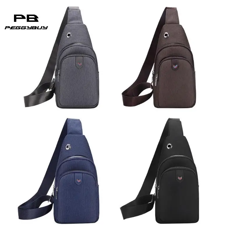 

Vintage Pure Color Shoulder Packs Men Oxford Cloth Zip Crossbody Chest Bags