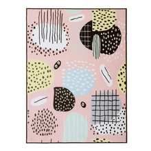 Европейский Простой стиль моющийся нескользящий коврик милый розовый абстрактный геометрический узор Коврик прямоугольной формы для девочек спальня гостиная