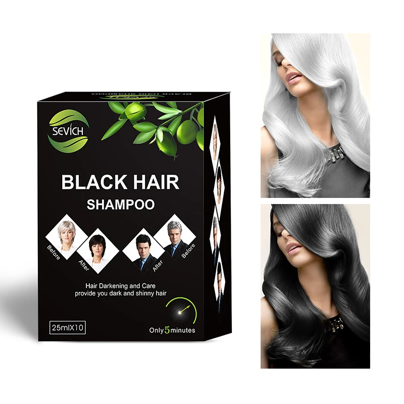 

2018 New Instant Black Hair Shampoo Make Grey and White Hair Darkening and Shinny in 5 Minute Sevich Brand Make Up Free Shipping