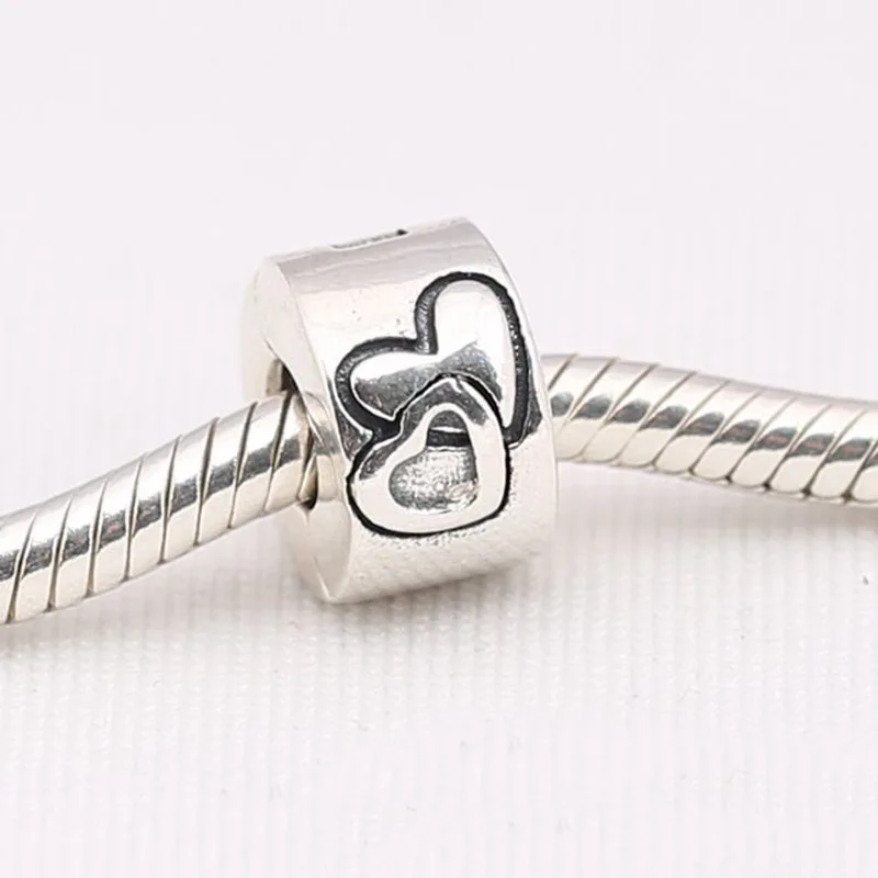 

High Quality 925 Sterling Silver double Love Heart Clip Beads Fit Original Charm Bracelet Jewelry Gift