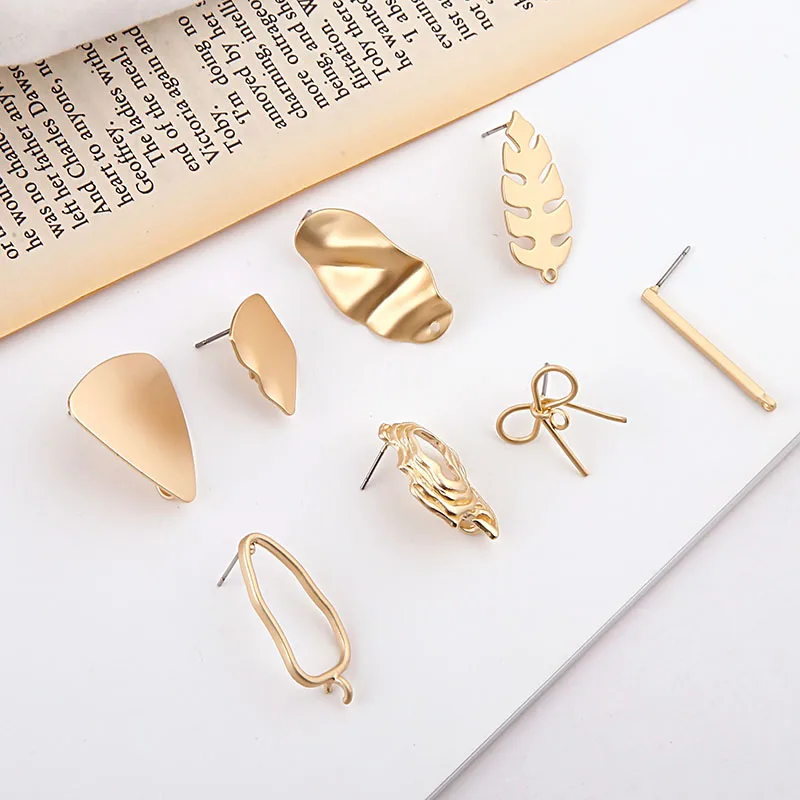 

20Pcs Matte Gold Color Alloy Ear Charms Geometric Stud Earrings Fashion Jewelry Earring