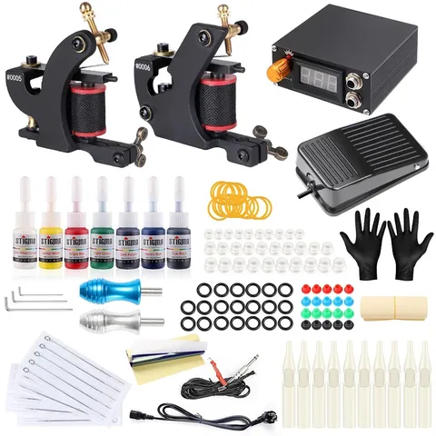 Conjunto da Máquina da Tatuagem com Cabo do Grampo Apertos da Tatuagem Pedal do Motor da Tatuagem Acessórios Plug pé Eua – ue