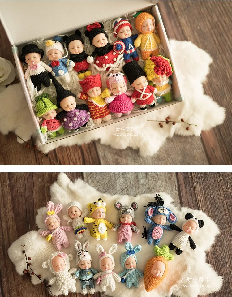 

pure handmade Knitting cute doll newborn photography props baby photo matching handmade gift collection