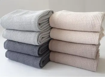 

1 Piece Tea Towel Reusable Kitchen Textile Walf Checks Tea Cloth Simple Modern Design Cotton Home Use Kitchen Towel NP0807