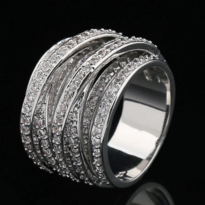 Zlxgirl брендовые медные серьги, ювелирные изделия для женщин, свадебные подарки для пары, модные женские золотые серьги с кубическим цирконием, серьги с ушками - Окраска металла: rhodium silver ring