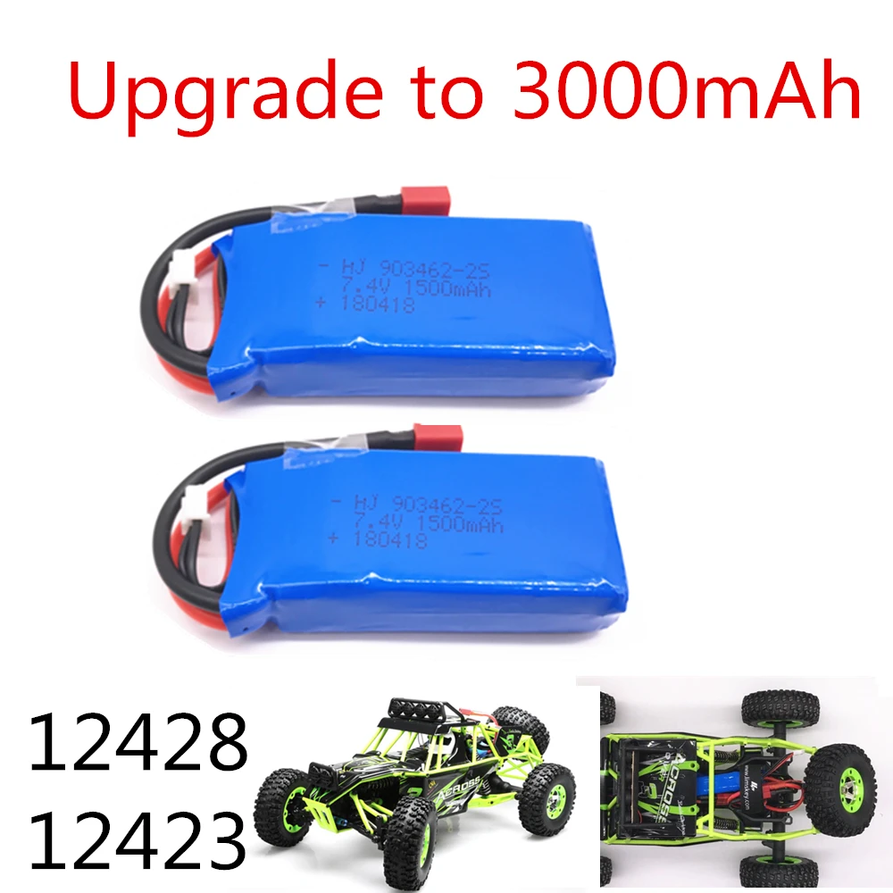 Обновленный аккумулятор Lipo 3000 мАч (2*1500 мАч) 2S 7 4 В 1500 25C для Wltoys 144001 12428 12423 1:12