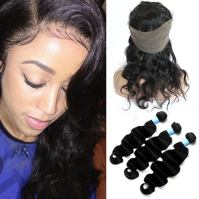 360 Lace Frontal Closure With Bundles Body Wave Brazilian Virgin Hair
