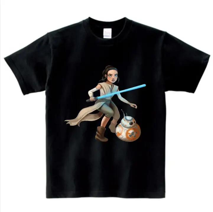 Детская футболка из хлопка с принтом «Дарт Вейдер Рей» для девочек, футболки для детей с BB-8 и «Звездные войны», одежда для малышей, YUDIE - Цвет: black childreT-shirt