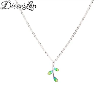 

925 Sterling Silver Green Leaf Tree Choker Necklaces for Women kolye bijoux femme collares collar mujer collares de moda 2018