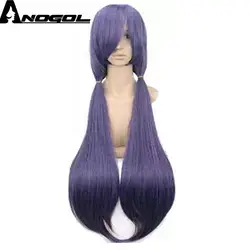 Anogol ручной работы жаропрочных волокна натуральные длинные прямые костюм люблю фиолетовый Live химическое Косплэй парик для Хэллоуина