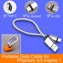 Новый Android IOS Type-C Портативный Данных Короткий Кабель Линия Передачи Данных для DJI Phantom 3/4 PRO + Inspire 1