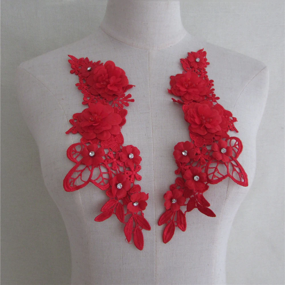 NEW applique sewing embroidery trim flower supplies DIY neckline lace Fabric blouse motif