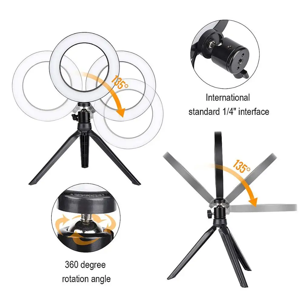 Светодиодный кольцевой светильник Anordsem с регулируемой яркостью для студийной камеры, фото-и видеосъемка, светильник с штативами, селфи-Палка для фотосъемки на YouTube